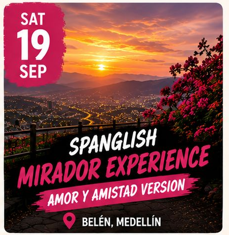 Sunset over Medellín for the Spanglish Mirador Experience