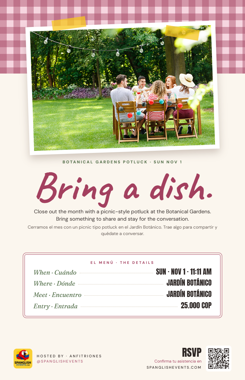 Botanical Gardens Potluck event flyer