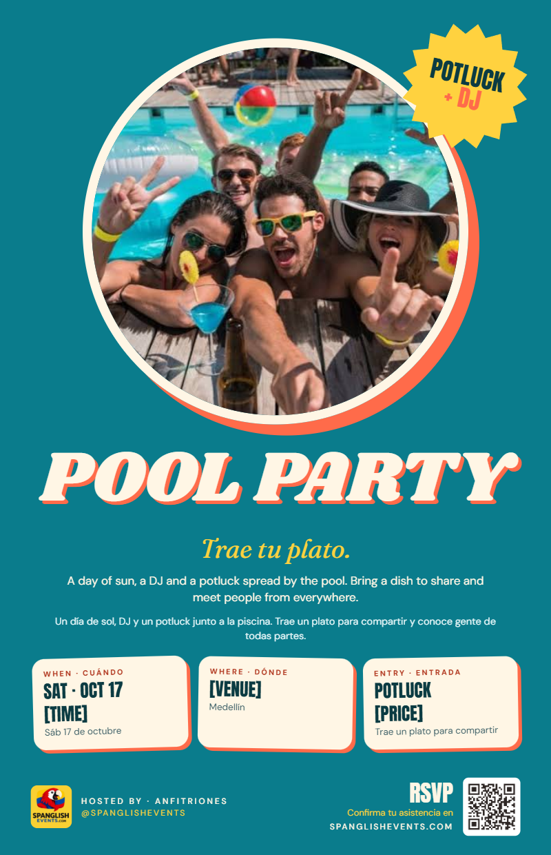 Medellín Pool Party Experience event flyer